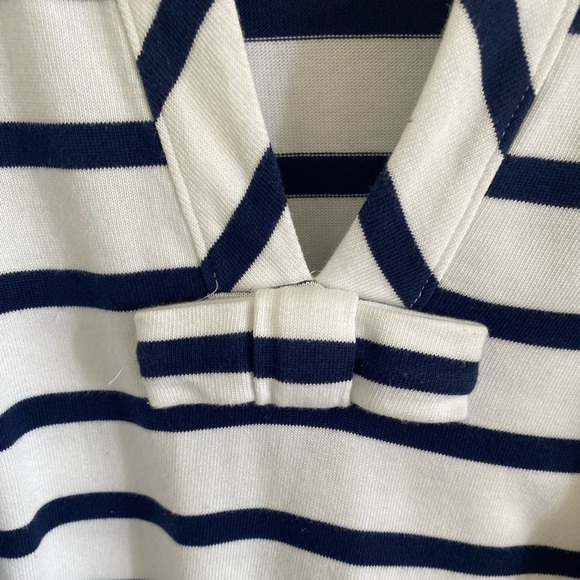 Kate Spade Women Cotton Top Shirt Long Sleeves V-neck White w/Navy Stripes - Picture 3 of 7